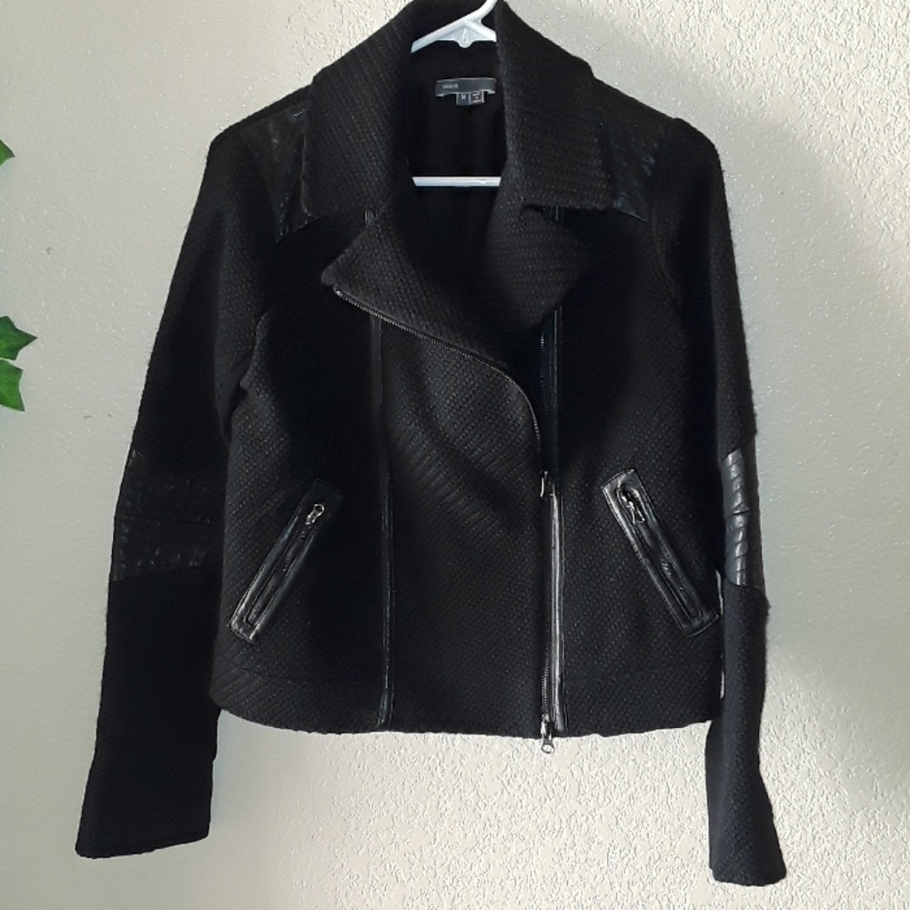 Vince Boucle/Leather Moto Jacket - Picture 6 of 8